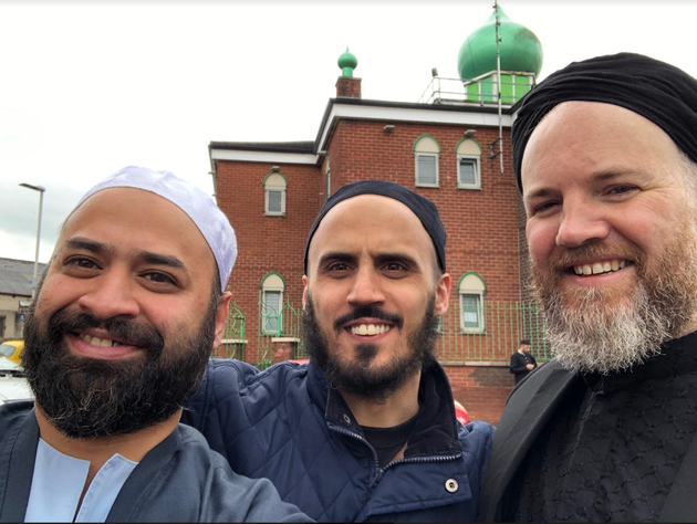 Ali Amla at a previous Eid outside the mosque with friends Lutfi Lee Gajjar and Zakariya Hill