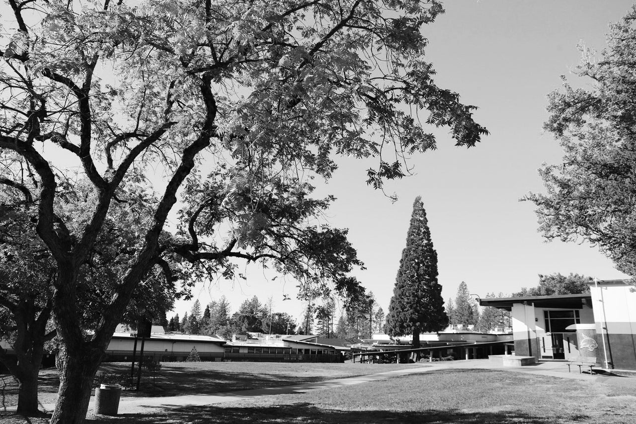 The campus of Paradise High School, which was damaged in the Camp Fire but survived.