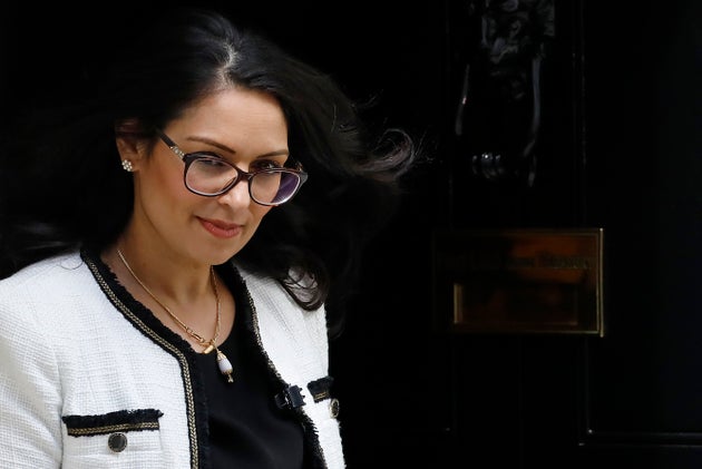 Home Secretary Priti Patel leaves from 10 Downing Street in central London.