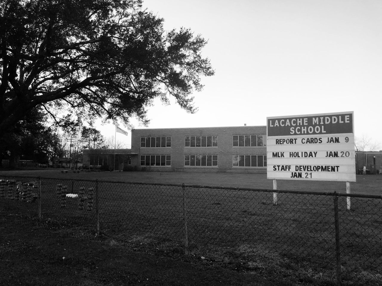 Lacache Middle School in Chauvin, Louisiana, loses students each year as their families move to less flood-prone areas.