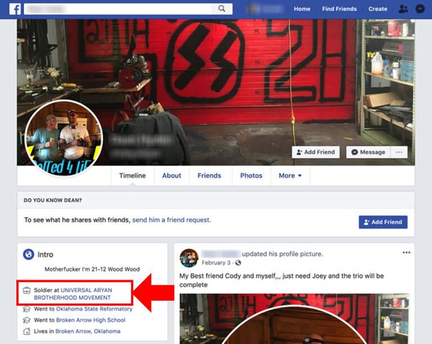 A screenshot by the Tech Transparency Project shows how Facebook auto-generates pages for white supremacist