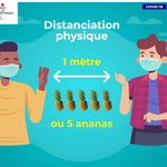 Respecter la distanciation sociale avec des ananas? Cette affiche de la préfecture de Martinique