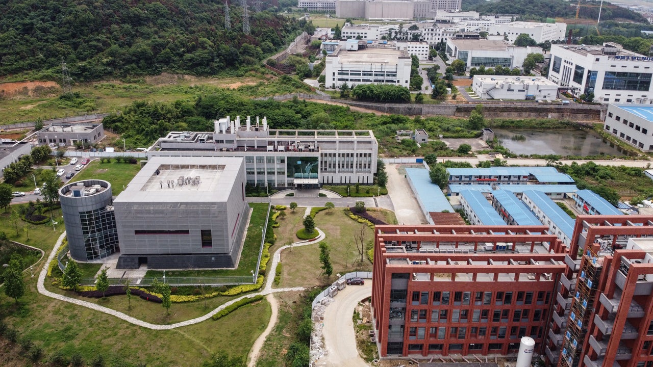 This aerial view shows Wuhan Institute of Virology in Wuhan in China's central Hubei province.