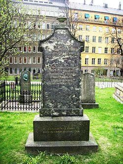 Ο τάφος του Myhrberg στο νεκροταφείο της εκκλησίας του Αγίου Ιωάννη στη Στοκχόλμη.