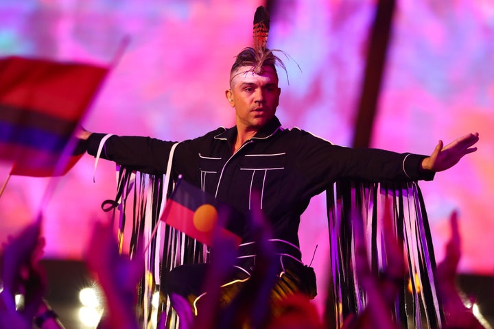 Mitch Tambo performs during Eurovision - Australia Decides at Gold Coast Convention and Exhibition Centre on February 08, 2020 in Gold Coast, Australia. 