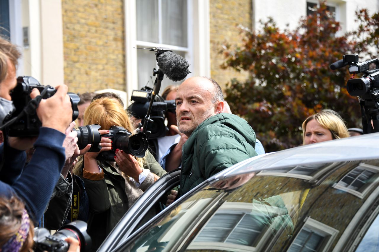 Dominic Cummings, pictured outside his home in north London on Sunday. 