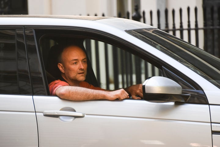 Dominic Cummings leaves 10 Downing Street on Sunday. 