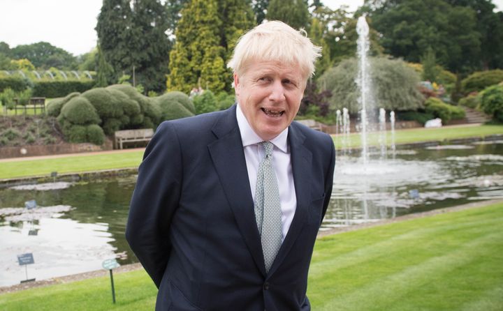 Conservative party leadership candidate Boris Johnson during a tour of the RHS (Royal Horticultural Society) garden at Wisley, in Surrey.