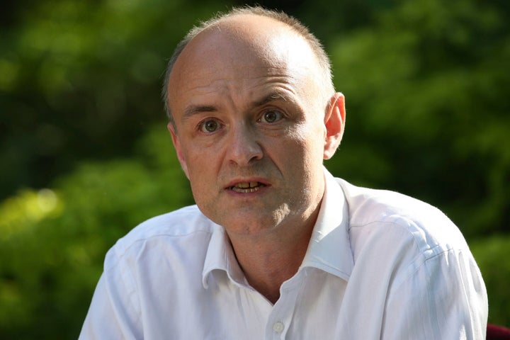 Dominic Cummings, senior aide to Prime Minister Boris Johnson, makes a statement inside 10 Downing Street,