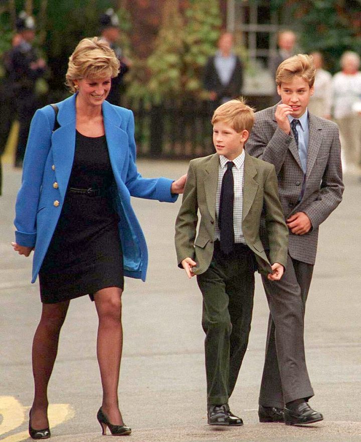 Princess Diana with her sons Prince William and Prince Harry in 1995.