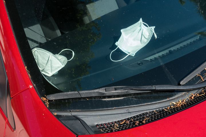 Disinfecting cloth or disposable face masks on your car dashboard will expose your facegear to less, not more sunlight.
