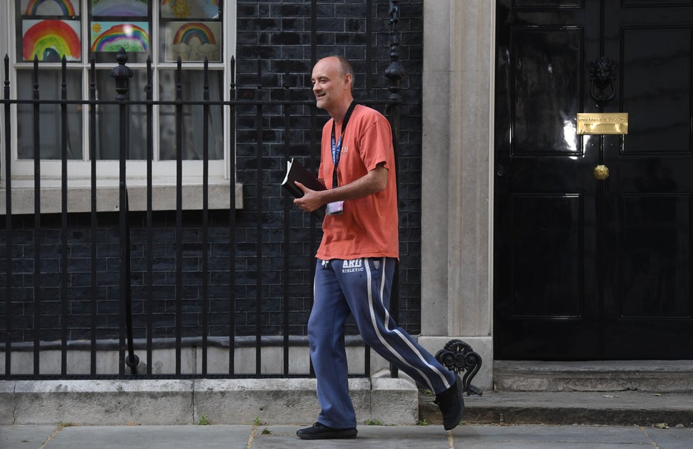 Cummings leaving 10 Downing Street, London, as lockdown questions continue to bombard the government after it emerged that he