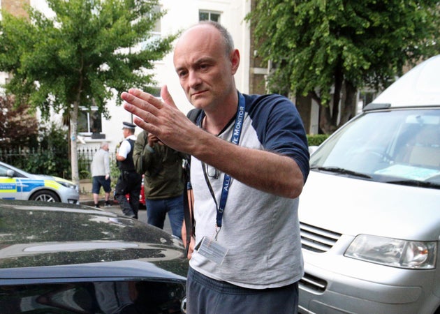 Dominic Cummings arriving back to his north London home, the day after he a gave press conference over allegations he breached coronavirus lockdown restrictions.