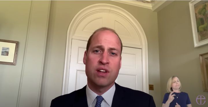Prince William speaks during a Church of England national online service to urge people concerned about their mental health or that of others to speak to a fellow parishioner, family member or friend.