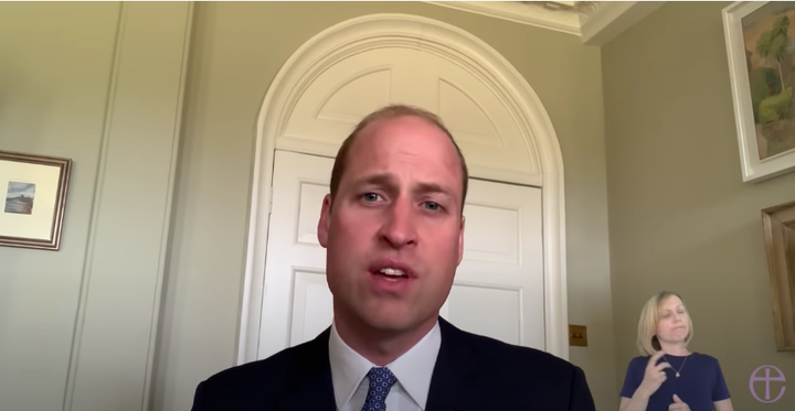 Prince William speaks during a Church of England national online service to urge people concerned about their mental health o