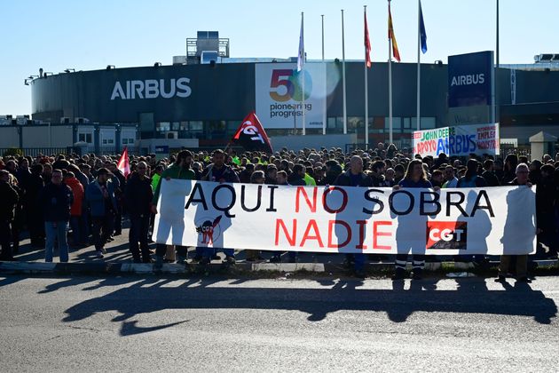 Una protesta de trabajadores de Airbus en Getafe contra los