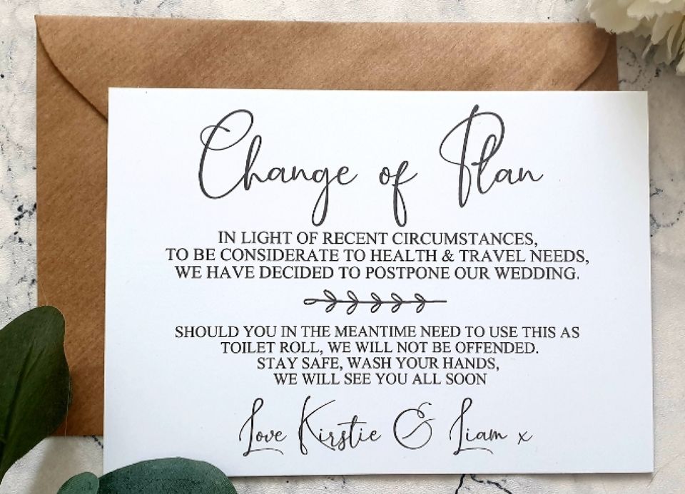 date cards change postponed weddings clever