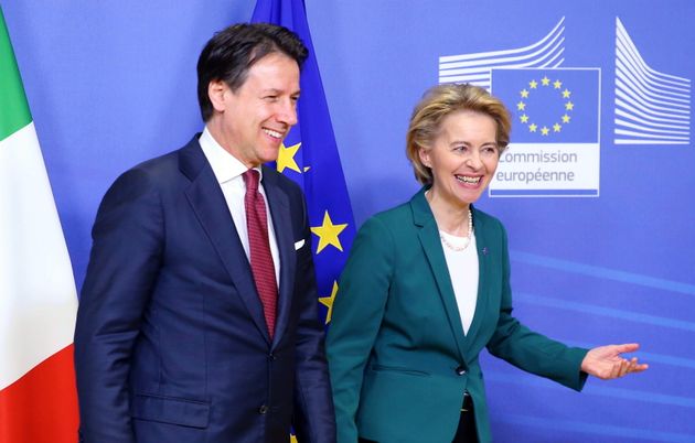 BRUSSELS, BELGIUM - FEBRUARY 4: Italian Prime Minister Giuseppe Conte (L) meets European Commission President...