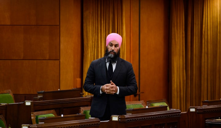 NDP leader Jagmeet Singh stands during question period in the House of Commons on in Ottawa on May 25, 2020. 