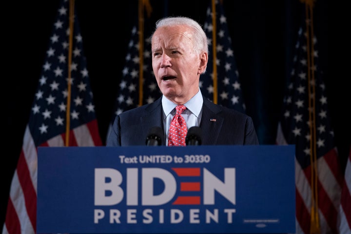 Former Vice President Joe Biden delivering remarks about the coronavirus outbreak on March 12.