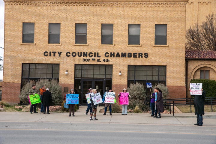 Protesters in Big Spring, Texas, ahead of a vote on a city ordinance prohibiting abortions within city limits. Big Spring was not one of the towns sued by the ACLU.