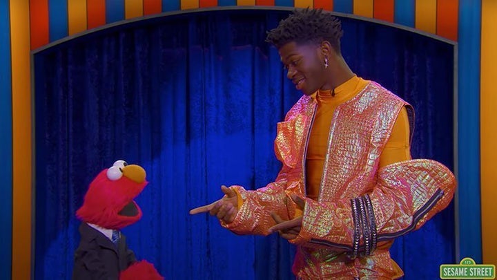 Elmo and Lil Nas X on "The Not-Too-Late Show With Elmo."