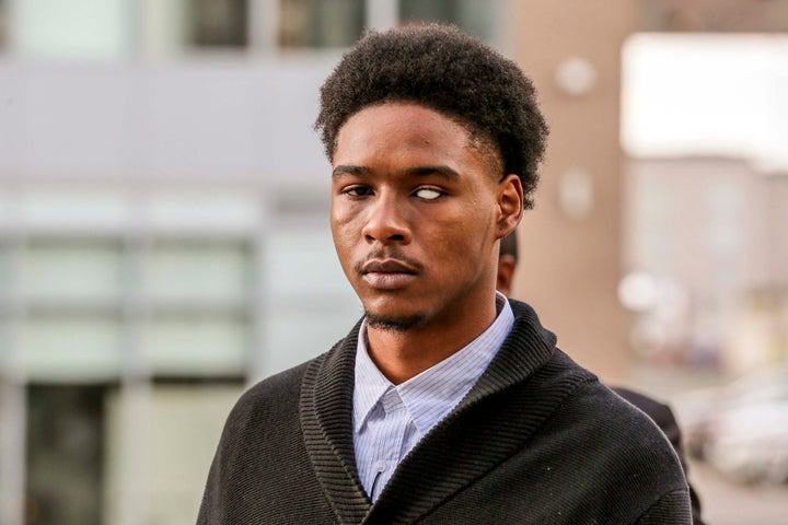 Dafonte Miller arrives to Durham Region Courthouse in Oshawa on Nov. 29, 2019 during the trial of Christian and Michael Theriault. Miller lost his eye following an altercation with an off-duty Toronto police officer, Michael, and his brother, both of whom are white.