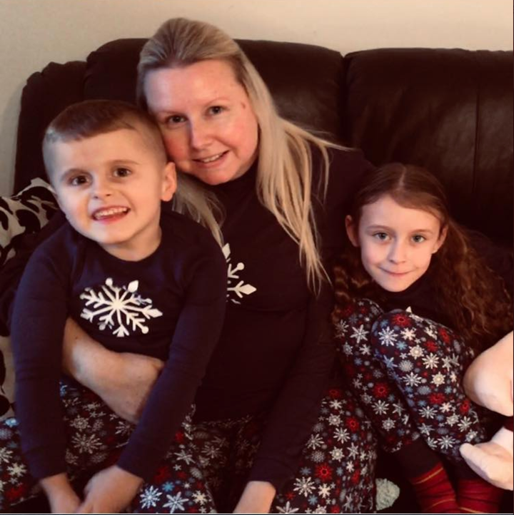 Shelley Simmonds with son Fraser and daughter April.