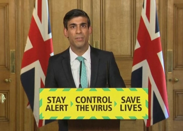 Chancellor Rishi Sunak during a media briefing in Downing Street, London, on coronavirus.