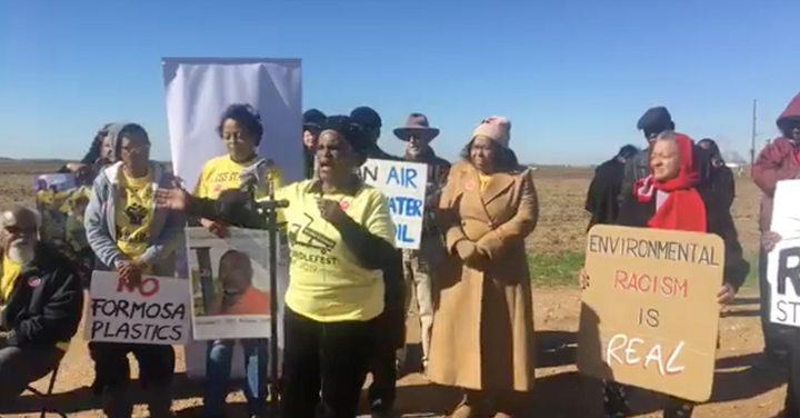 Community activist Gail Leboeuf speaks during a December 2019 protest against plans to build a 2,300-acre, 14-factory petrochemical complex in St. James Parish, Louisiana.