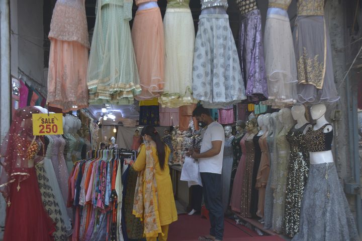 GHAZIABAD, INDIA - MAY 26: Shops open for business at Turab Nagar Market, during lockdown, on May 26, 2020 in Ghaziabad, India.