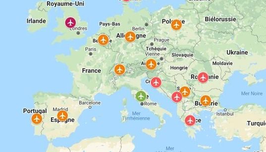 La carte des pays européens ouverts aux touristes français cet
