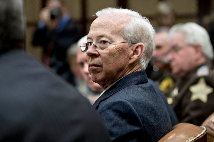 Dana Boente, then-acting U.S. attorney general, listens during a county sheriff listening session with President Donald Trump, not pictured, in the Roosevelt Room of the White House on February 7, 2017 in Washington, DC. (Photo by Andrew Harrer - Pool/Getty Images)