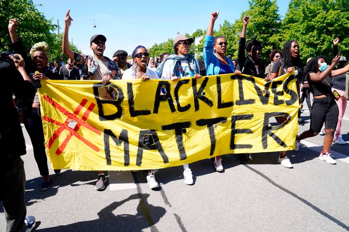A Black Lives Matter demonstration in front of the U.S. Embassy in Copenhagen on Saturday.