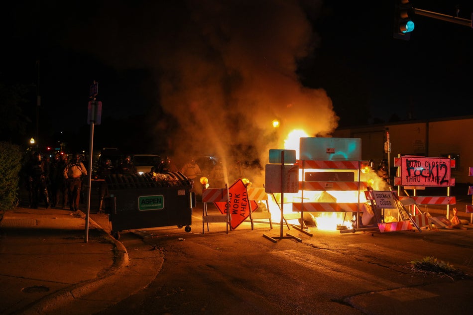 Protesters continue to rally in Minneapolis on May 31, 2020.