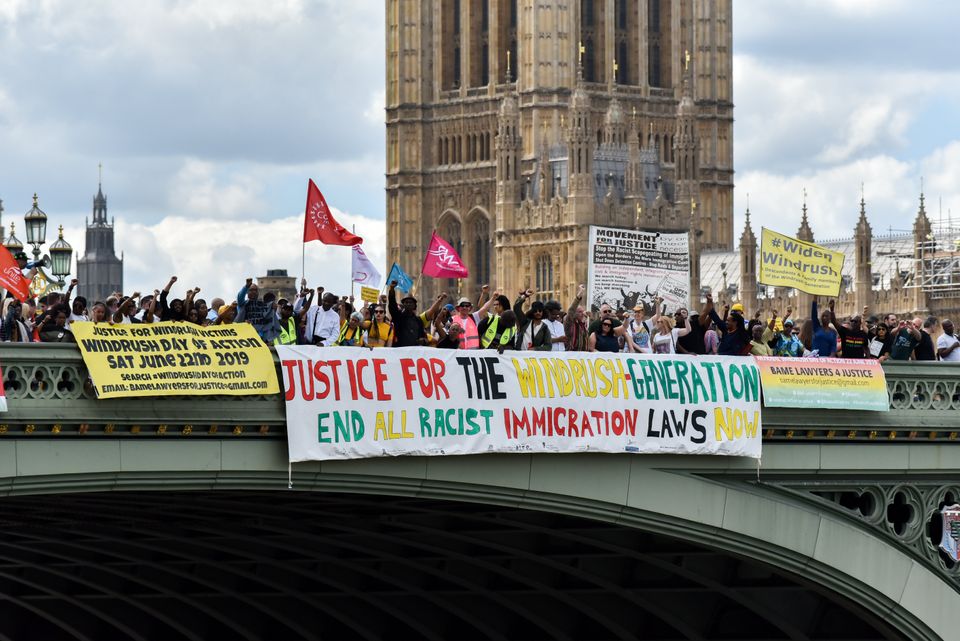 Justice for Windrush protesters hold a Windrush Day of Action. 