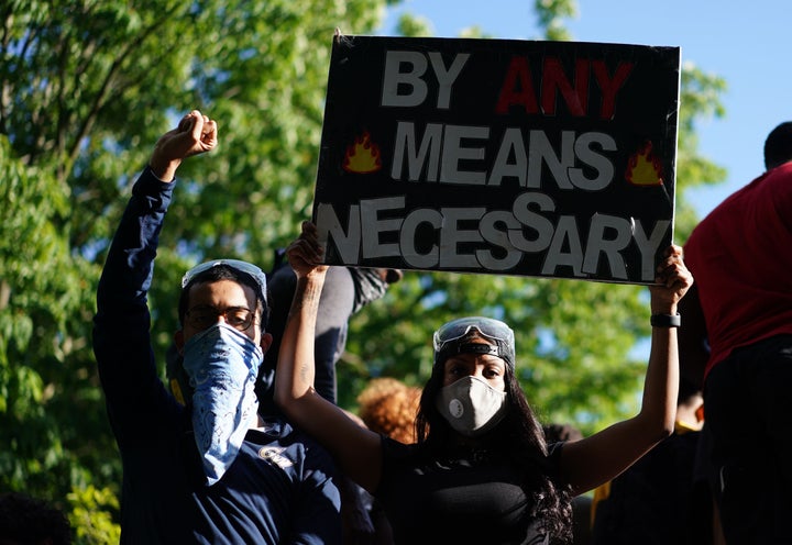 Demonstrators protesting the death of George Floyd near the White House on May 31, 2020, in Washington, D.C. 