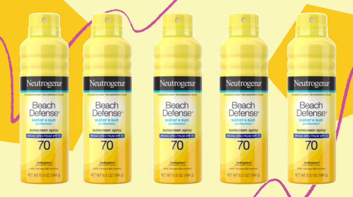 Neutrogena’s Beach Defense Water + Sun Protection Spray SPF 70 has an "excellent" rating for SPF and is "very good" for UVA protection. 