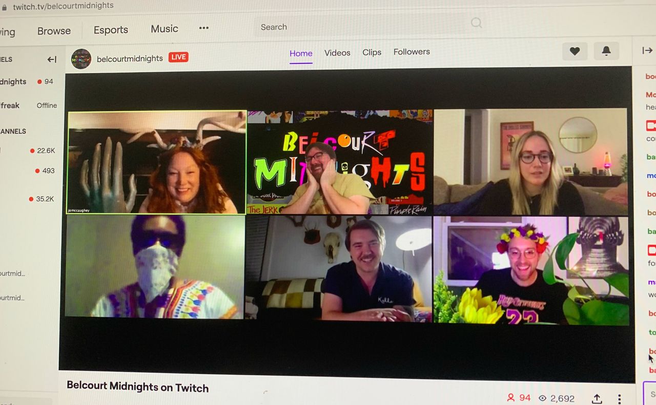 A screengrab of a Belcourt Midnights viewing on Twitch. 