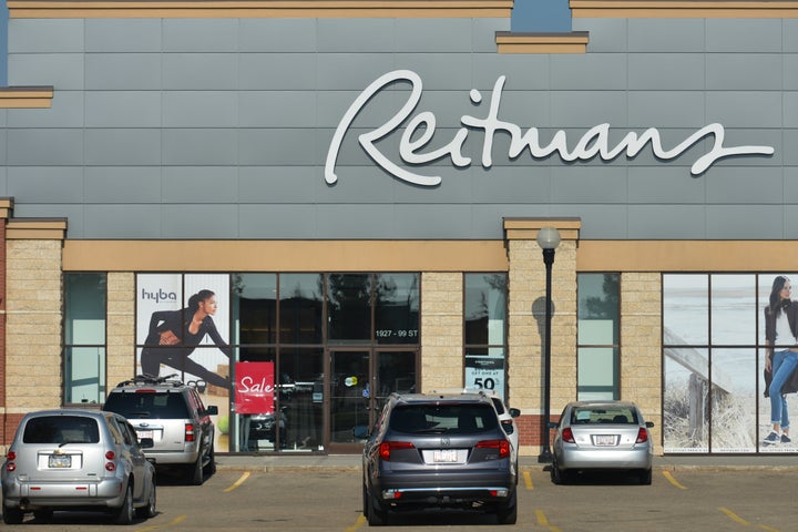 A view of Reitmans shop and logo in South Edmonton Common in September 2018. The brand announced it's closing down two of its retail chains during restructuring.