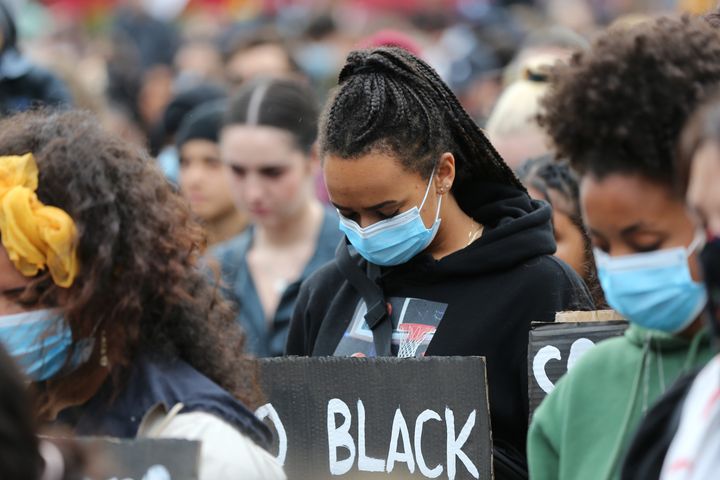 Some 4,000 New Zealand protesters demonstrate against the killing of Minneapolis man George Floyd in a Black Lives Matter protest in Auckland on June 1, 2020. (Photo by MICHAEL BRADLEY / AFP) (Photo by MICHAEL BRADLEY/AFP via Getty Images)
