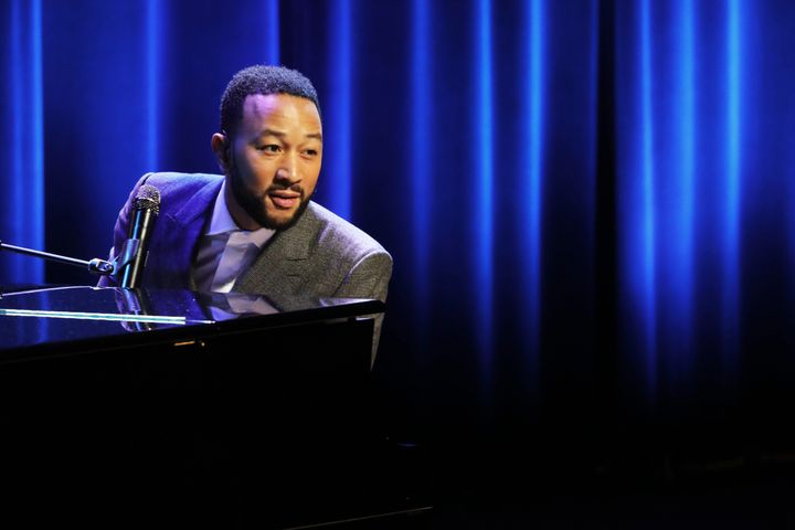 John Legend performing at an Elizabeth Warren rally earlier this year