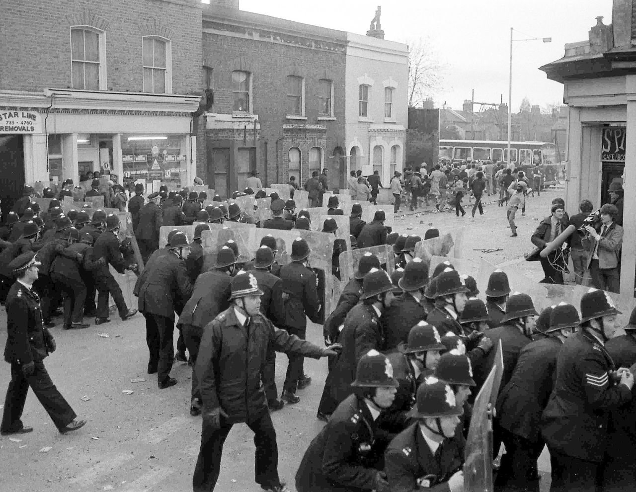A riot in Brixton on April 12, 1981
