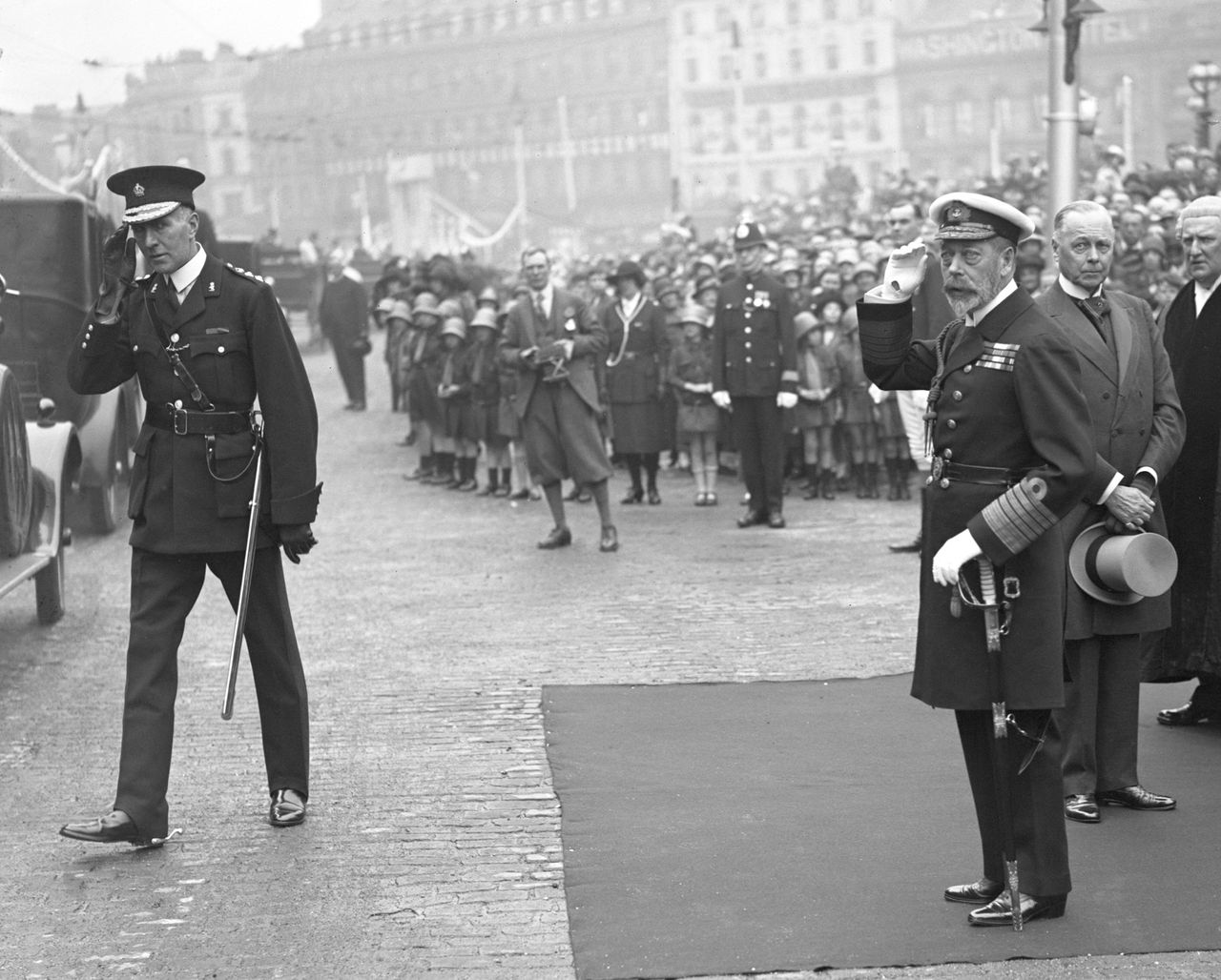 King George V opens the Gladstone Dock at Liverpool in 1913. Liverpool was a major slave trading port. Six years later, riots broke out in the city and Charles Wotten was killed by a white mob.