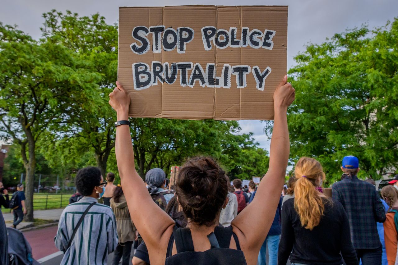 Hundreds of protesters flooded the streets of Crown Heights in Brooklyn to demand the defunding of the police force and to demonstrate against police brutality in the wake of George Floyd's death.