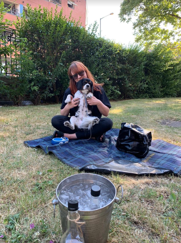 Anna Sulan Masing's friend celebrating Gawai Dayak with her dog Jonah