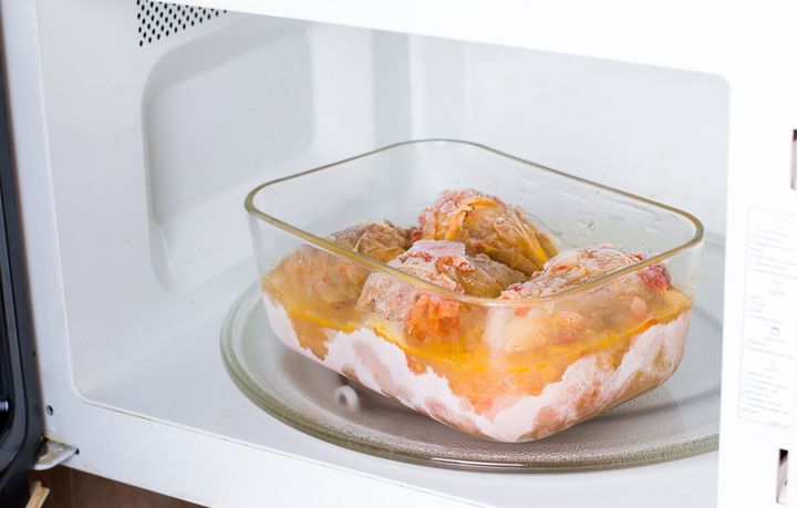 Frozen food in the in the microwave