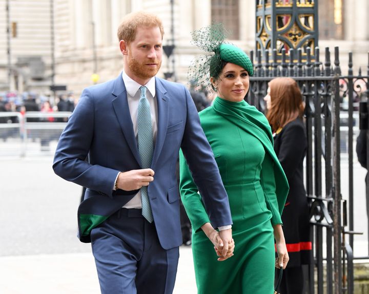 The Duke and Duchess of Sussex attend the Commonwealth Day Service on March 9 in London.