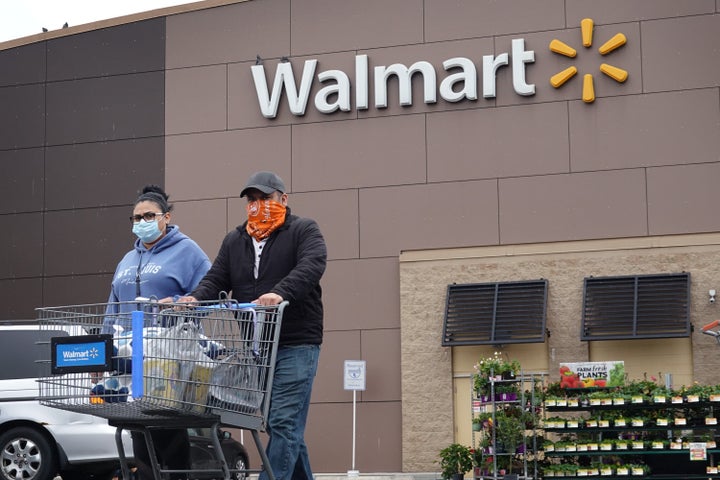 Customers shop at a Walmart store in Chicago during the coronavirus pandemic.