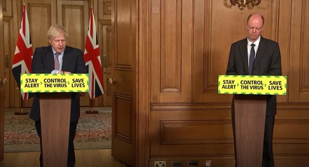 Prime minister Boris Johnson and chief medical officer Professor Chris Whitty.